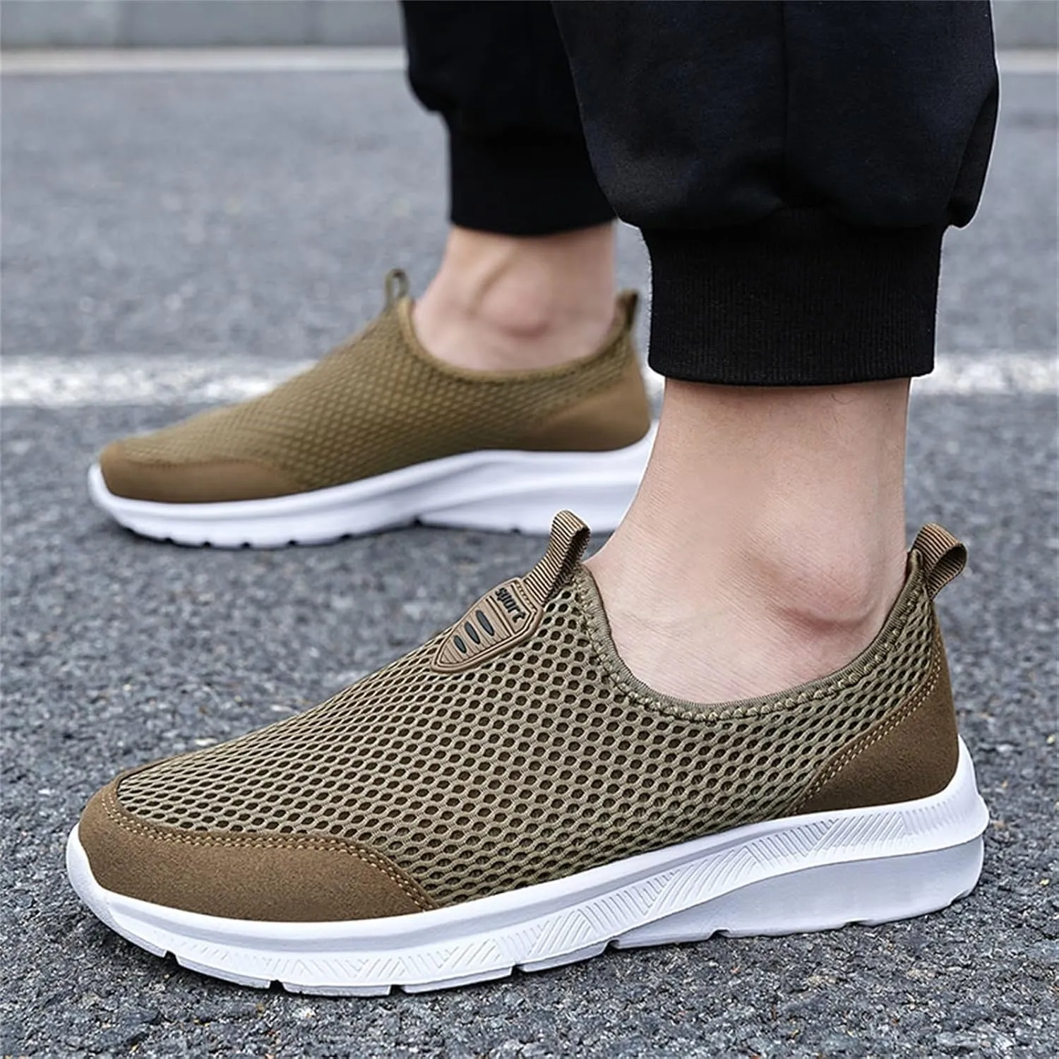 Men's Breathable Barefoot Shoes Lightweight Sport Gym Jogging Walking Sneaker Hook and Loop Orthopedic Sneakers