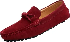 Men's Driving Loafers - Round Toe Suede Slip-Ons with Flexible Fit, Flat Heel, Anti-Slip Sole, and Classic Style for Weddings and Casual Wear