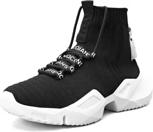 Men's Fashion Sneakers High Top Walking Casual Shoes Outdoor Sports Walking Mesh Breathable Running Sneakers Street Trendy Walking High Top Shoes