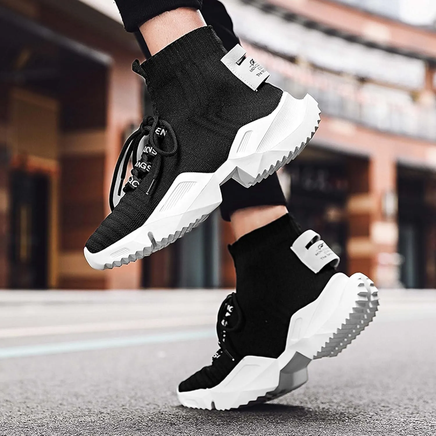 Men's Fashion Sneakers High Top Walking Casual Shoes Outdoor Sports Walking Mesh Breathable Running Sneakers Street Trendy Walking High Top Shoes