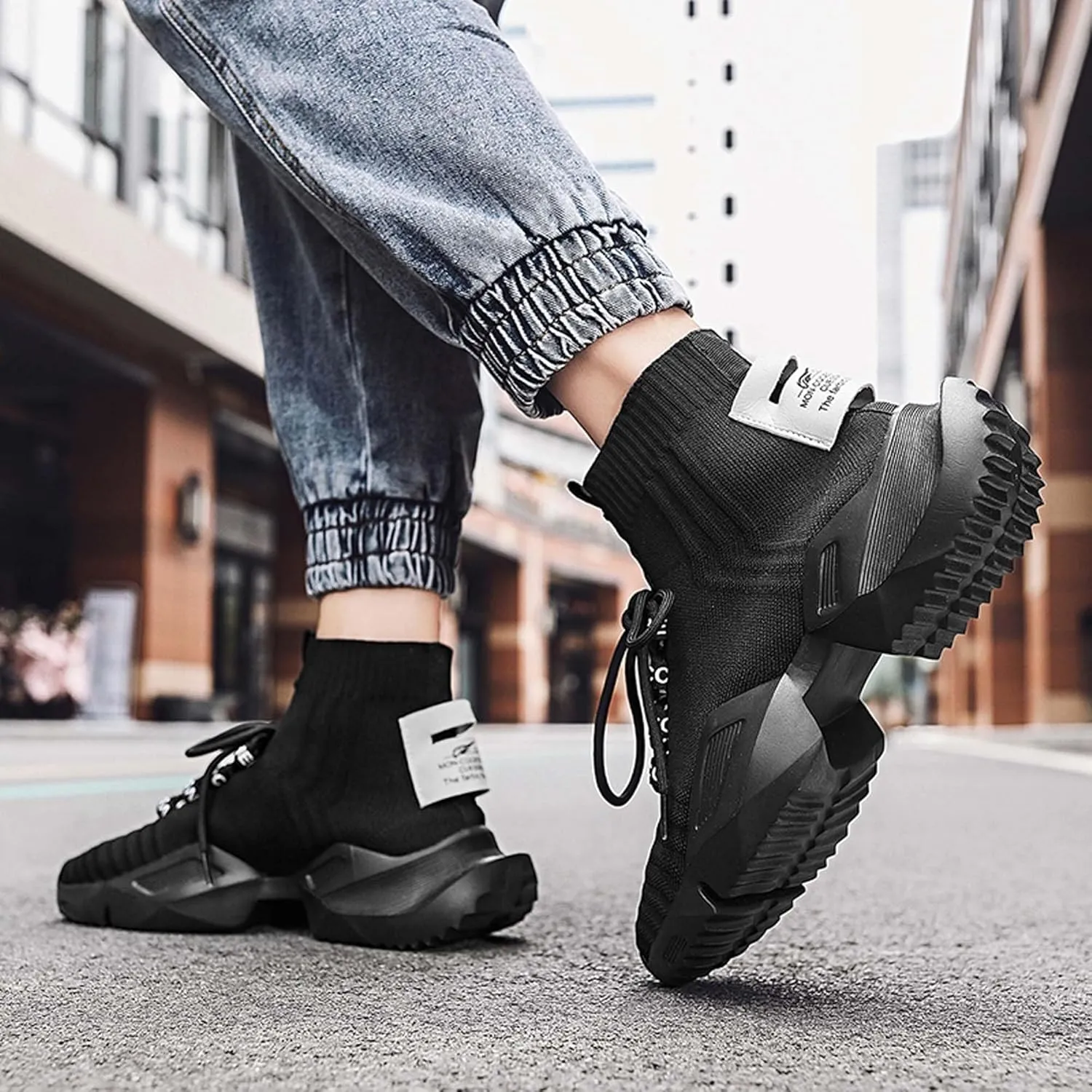 Men's Fashion Sneakers High Top Walking Casual Shoes Outdoor Sports Walking Mesh Breathable Running Sneakers Street Trendy Walking High Top Shoes