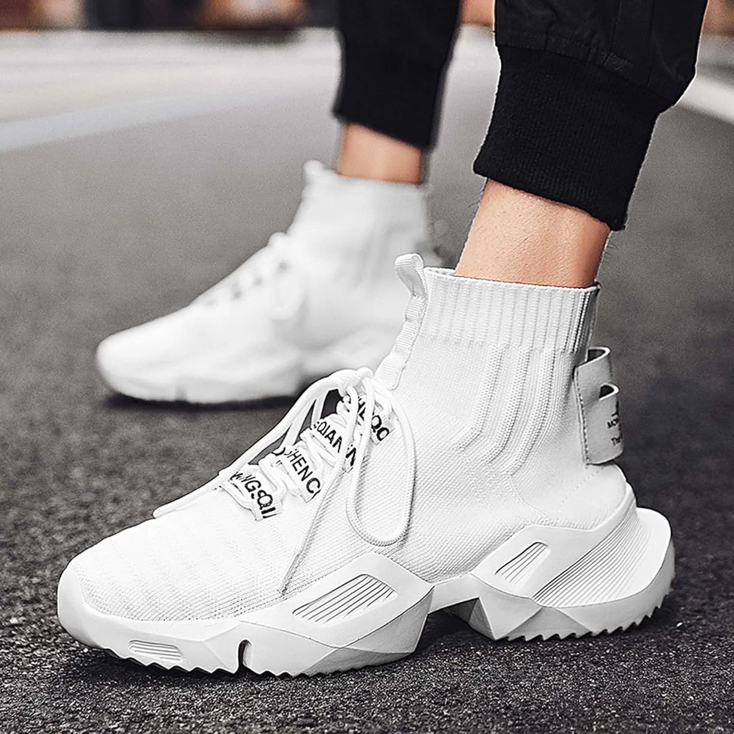 Men's Fashion Sneakers High Top Walking Casual Shoes Outdoor Sports Walking Mesh Breathable Running Sneakers Street Trendy Walking High Top Shoes