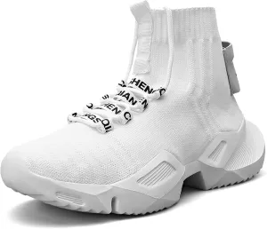 Men's Fashion Sneakers High Top Walking Casual Shoes Outdoor Sports Walking Mesh Breathable Running Sneakers Street Trendy Walking High Top Shoes