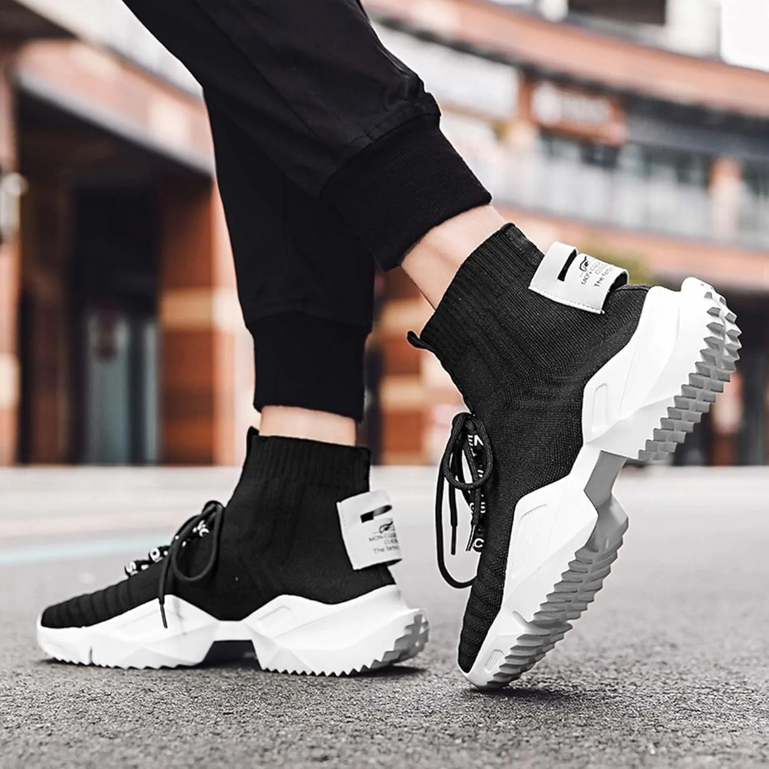 Men's Fashion Sneakers High Top Walking Casual Shoes Outdoor Sports Walking Mesh Breathable Running Sneakers Street Trendy Walking High Top Shoes