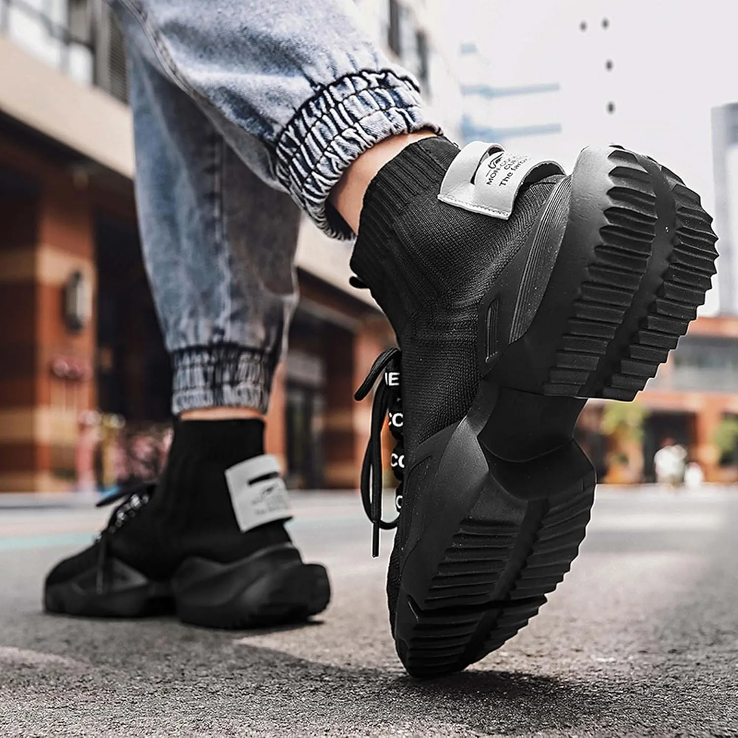 Men's Fashion Sneakers High Top Walking Casual Shoes Outdoor Sports Walking Mesh Breathable Running Sneakers Street Trendy Walking High Top Shoes
