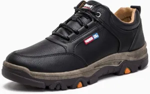 Men's Hands-Free Waterproof Work Loafers Leather Walking Slip-in Casual Outdoor Office Business Cushioned Shoes