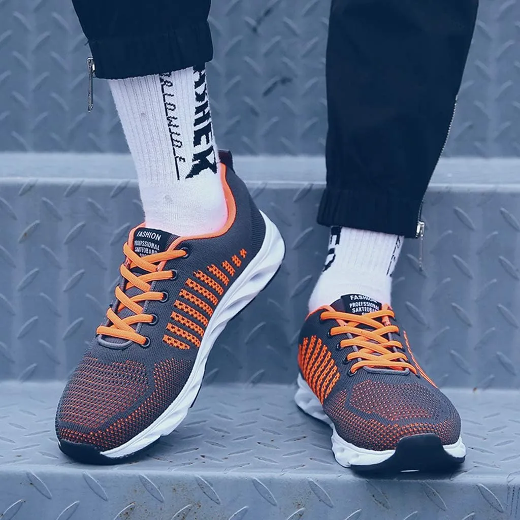 Men's Sneakers,Outdoor Road Walking Fitness Running Shoes Lightweight Breathable Trainers Shoes,Orange- 39/UK 6.5/US 7