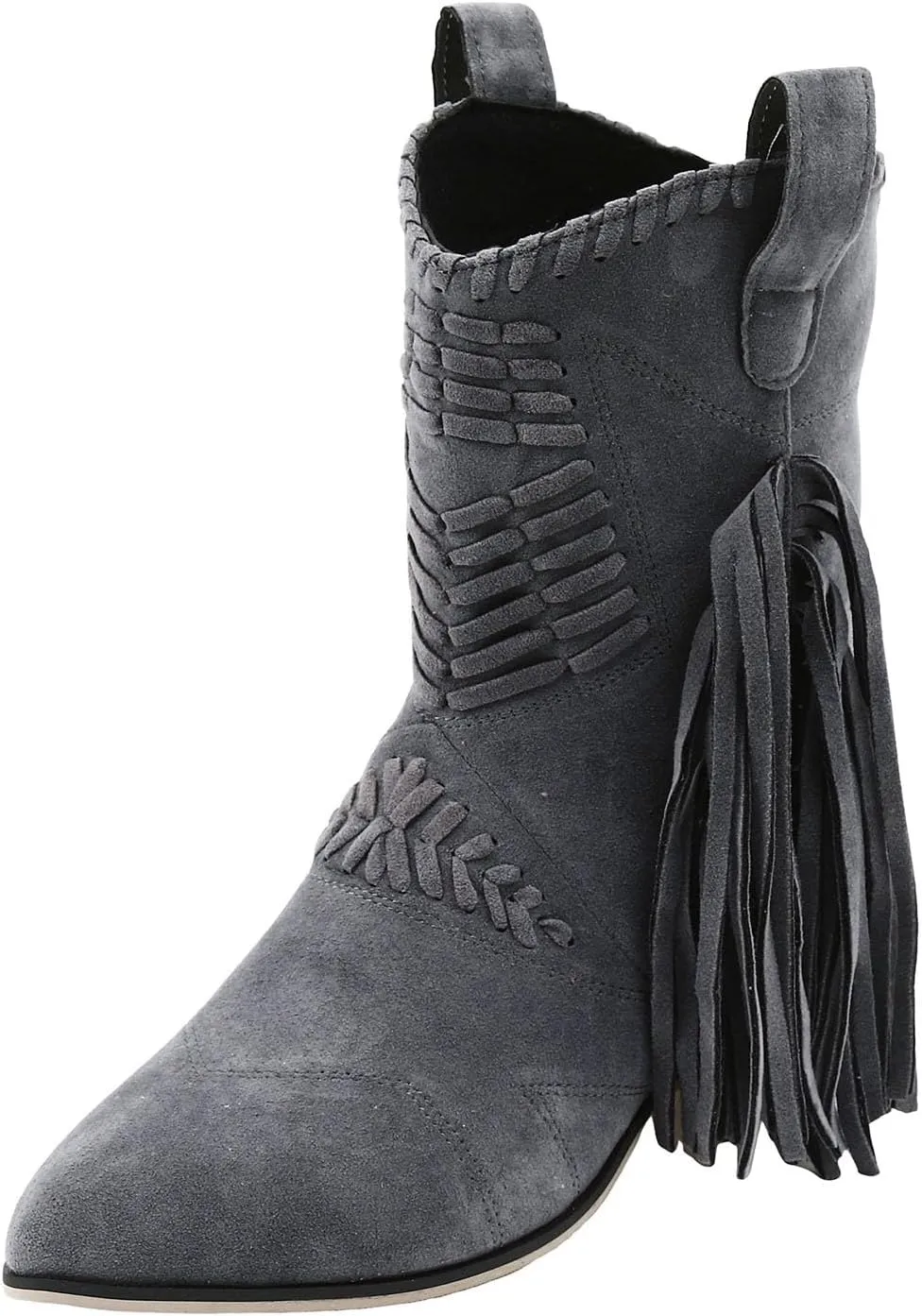 Mid Calf Boots for Women Ankle Boots Tassel Pointed Toe Chunky Heel Side Zipper Boots Casual Classic Mid Calf Boots
