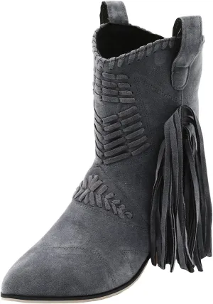 Mid Calf Boots for Women Ankle Boots Tassel Pointed Toe Chunky Heel Side Zipper Boots Casual Classic Mid Calf Boots