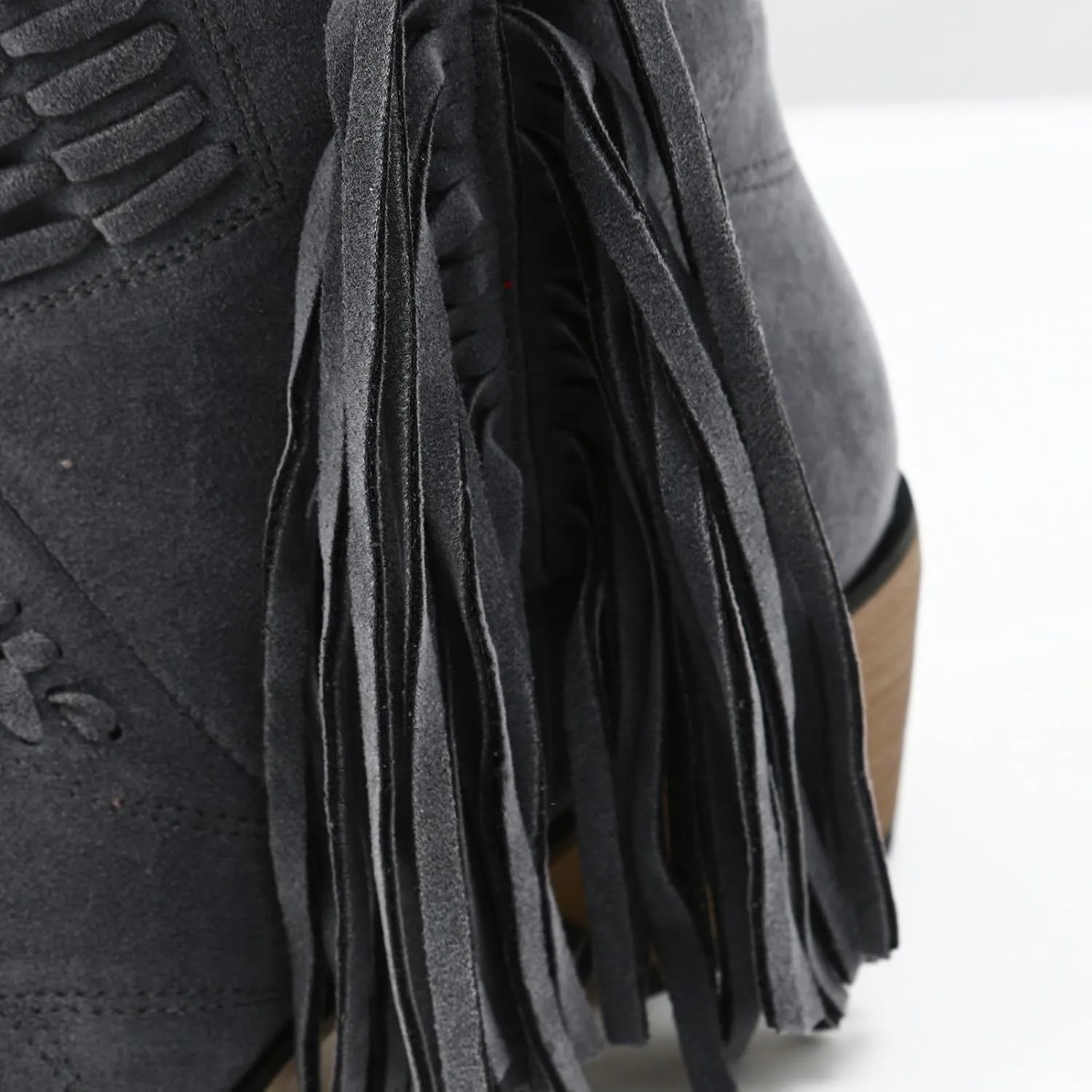 Mid Calf Boots for Women Ankle Boots Tassel Pointed Toe Chunky Heel Side Zipper Boots Casual Classic Mid Calf Boots