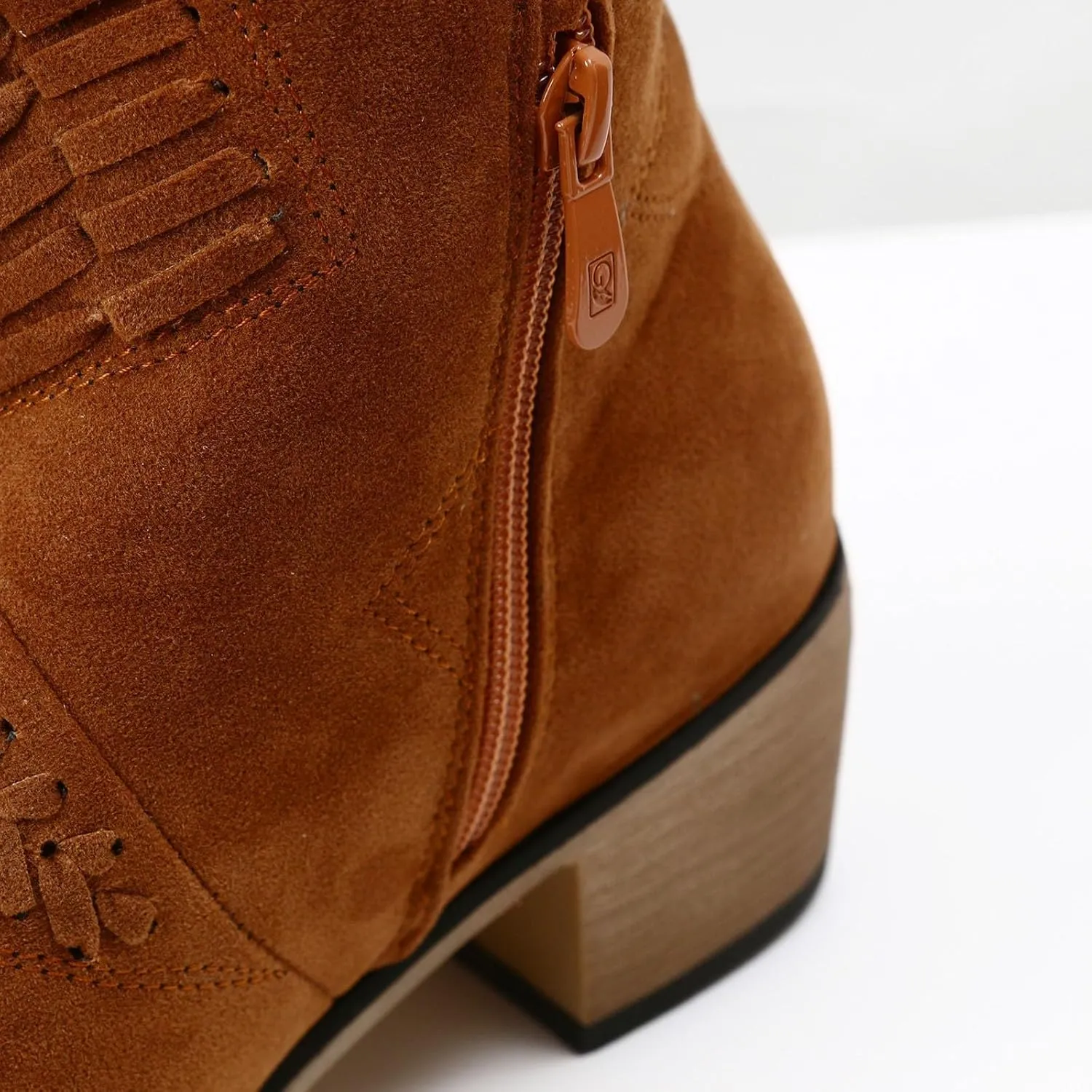 Mid Calf Boots for Women Ankle Boots Tassel Pointed Toe Chunky Heel Side Zipper Boots Casual Classic Mid Calf Boots