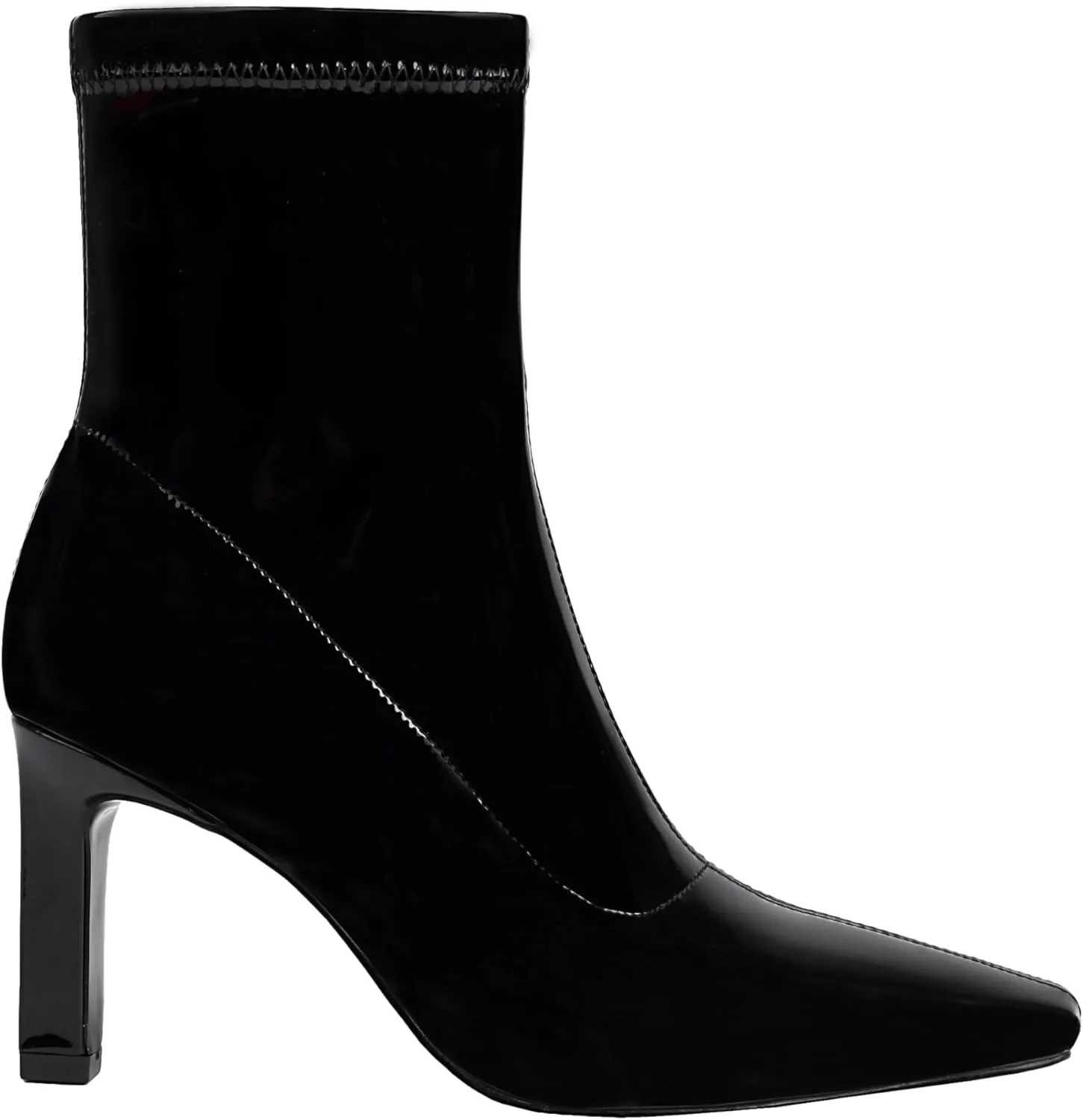 Mofirdast Women's Mid Calf Boots Comfy Square Closed Toe Stiletto High Heel Boot Zipper Short Ankle Booties