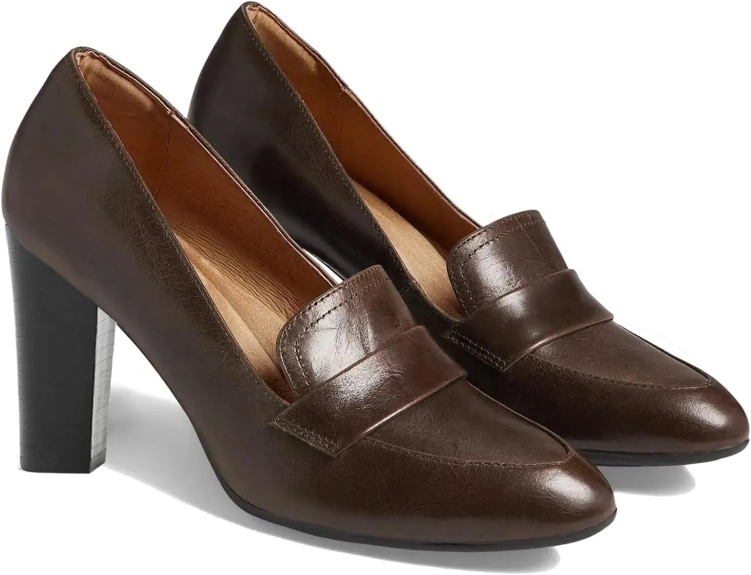 MOOMMO Women Chunky Block Heel Pumps Round Closed Toe Slip On Oxford Loafers Shoes High Heels Snakeskin Work Pump Suede Loafer for Office Ladies Classic Formal Business Professional 4-13 M US