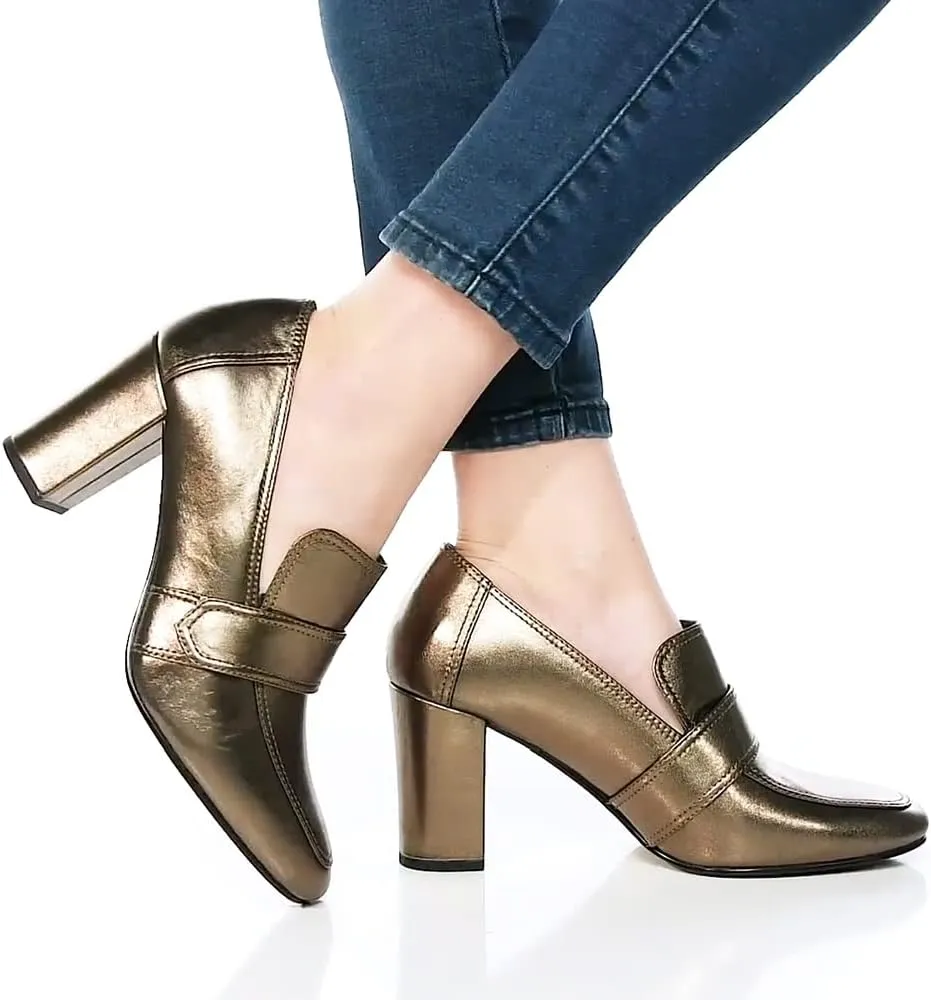 MOOMMO Women Chunky Block Heel Pumps Round Closed Toe Slip On Oxford Loafers Shoes High Heels Snakeskin Work Pump Suede Loafer for Office Ladies Classic Formal Business Professional 4-13 M US