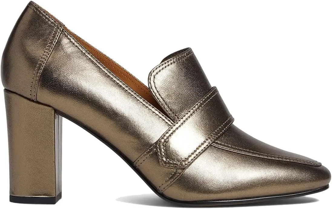 MOOMMO Women Chunky Block Heel Pumps Round Closed Toe Slip On Oxford Loafers Shoes High Heels Snakeskin Work Pump Suede Loafer for Office Ladies Classic Formal Business Professional 4-13 M US