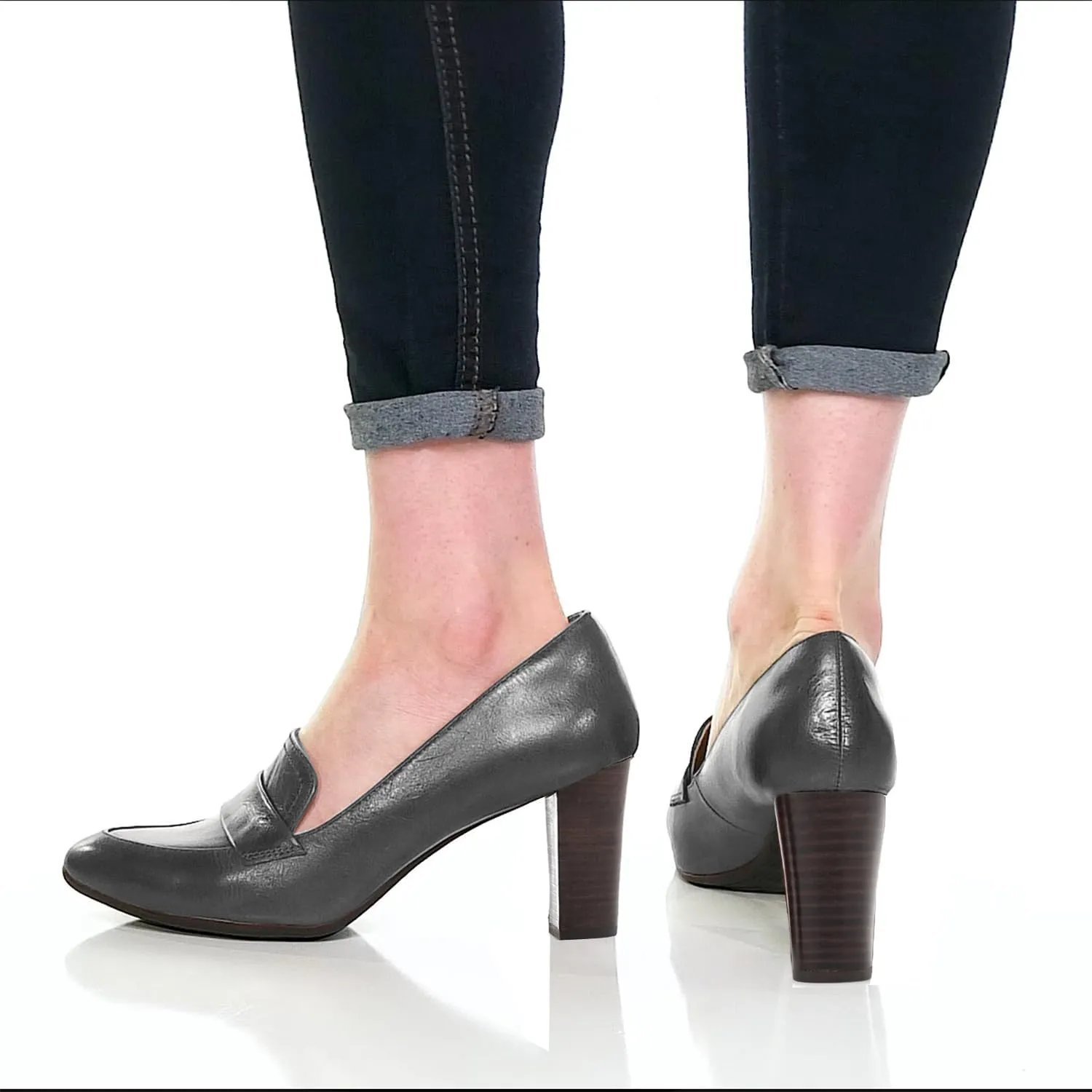 MOOMMO Women Chunky Block Heel Pumps Round Closed Toe Slip On Oxford Loafers Shoes High Heels Snakeskin Work Pump Suede Loafer for Office Ladies Classic Formal Business Professional 4-13 M US
