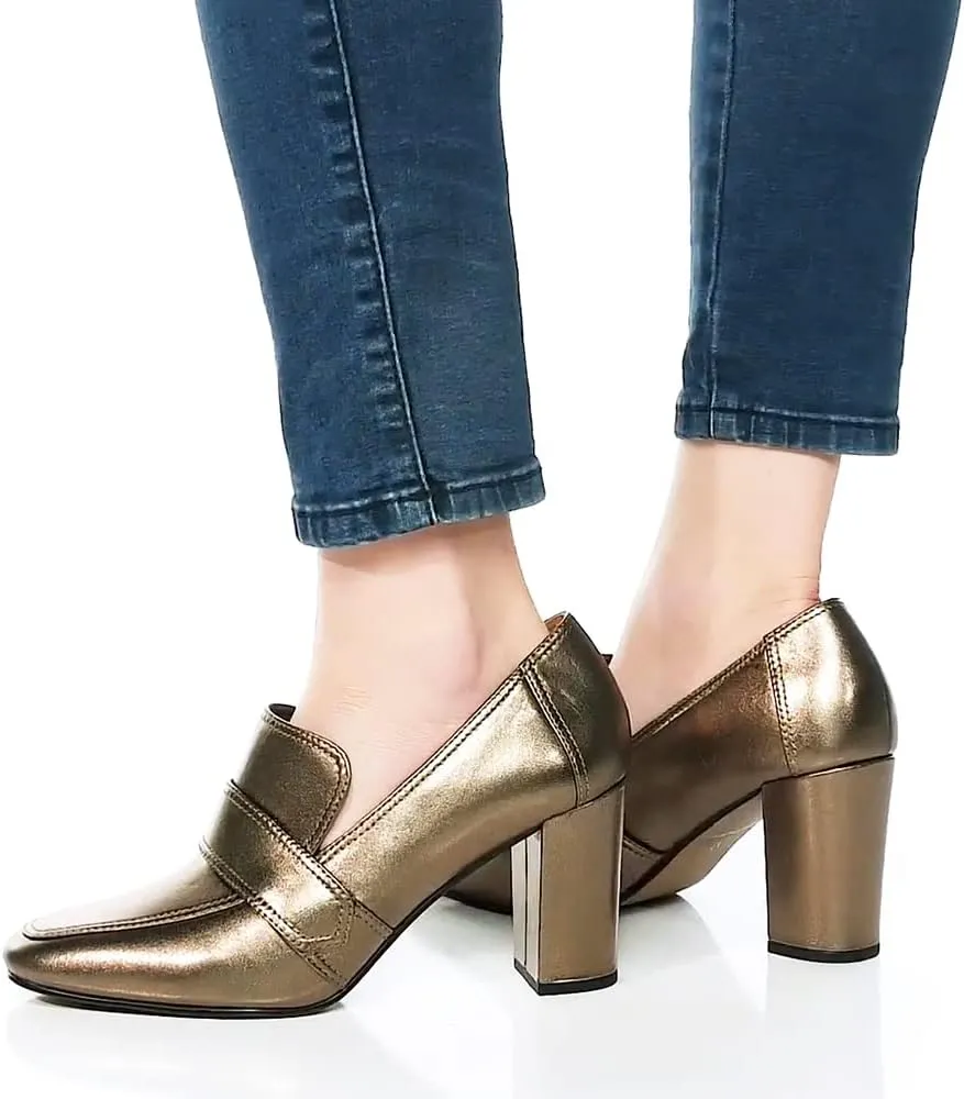 MOOMMO Women Chunky Block Heel Pumps Round Closed Toe Slip On Oxford Loafers Shoes High Heels Snakeskin Work Pump Suede Loafer for Office Ladies Classic Formal Business Professional 4-13 M US
