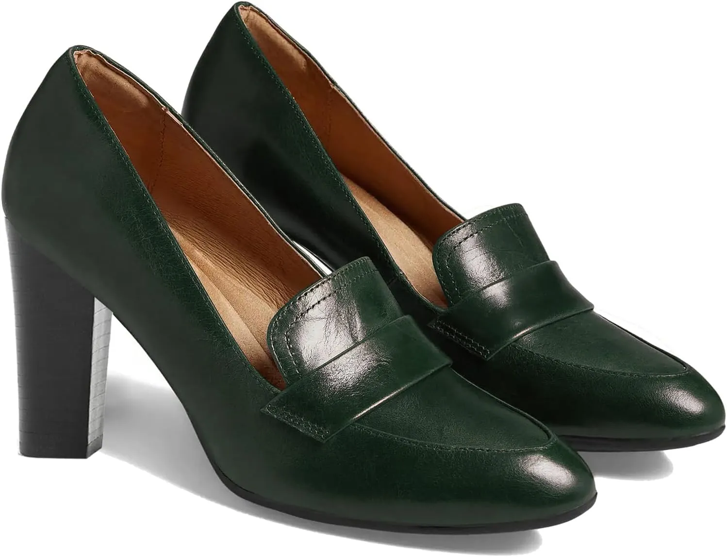 MOOMMO Women Chunky Block Heel Pumps Round Closed Toe Slip On Oxford Loafers Shoes High Heels Snakeskin Work Pump Suede Loafer for Office Ladies Classic Formal Business Professional 4-13 M US