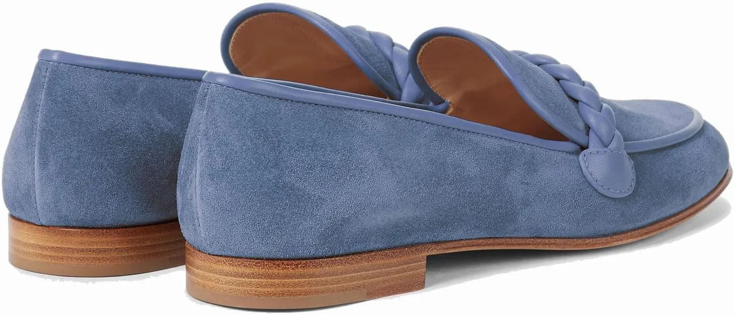 MOOMMO Women Comfortable Suede Loafer Flats Closed Round Toe Slip On Penny Loafers Knitted Strap Oxford Loafer Shoes for Office Ladies Work Daily Casual Club Driver Flats Spring Elegant 4-11 M US