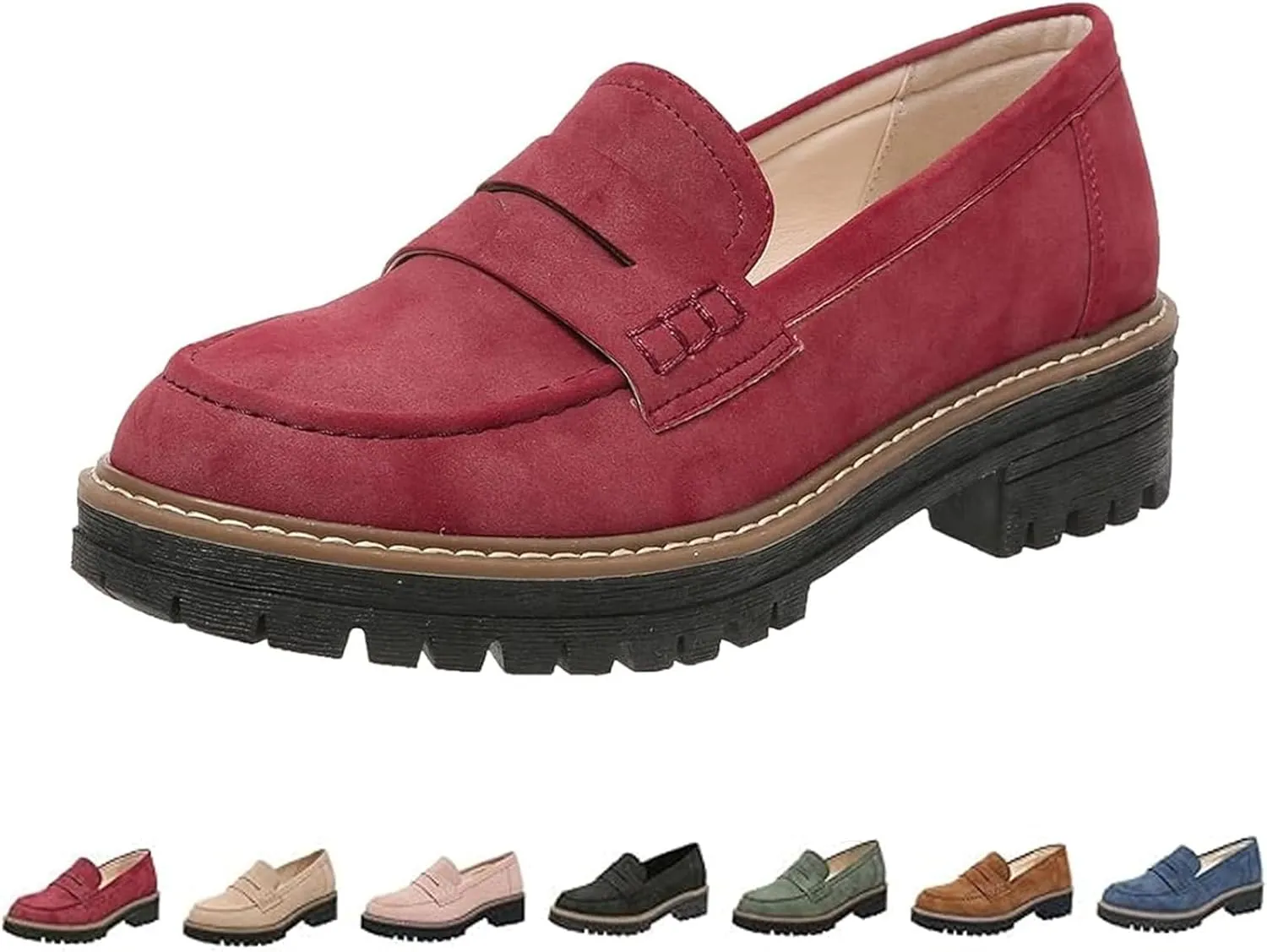 Orthoture-Orthopedic Platform Loafers for Women, Chunky Lug Sole Comfortable Slip on Work Office Business Casual Dress Shoes