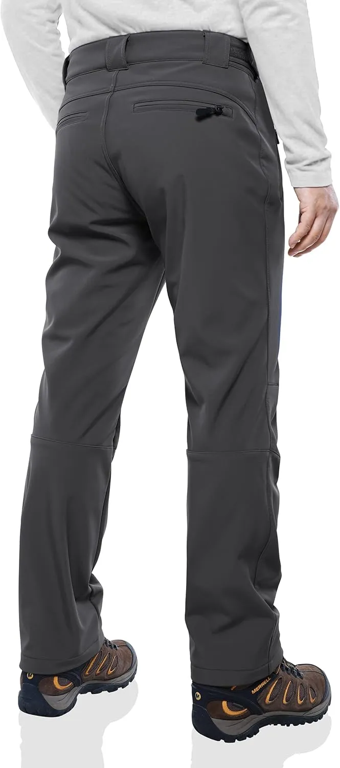 Outdoor Ventures Men's Lite Waterproof Windproof Fleece Lined Warm Hiking Ski Snow Pants Expandable-Waist