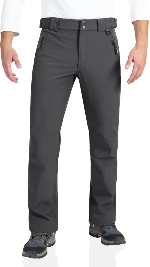Outdoor Ventures Men's Lite Waterproof Windproof Fleece Lined Warm Hiking Ski Snow Pants Expandable-Waist