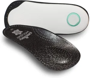 Pedag Holiday | 3/4 Length Sheepskin Orthotic Inserts | Handmade in Germany | Arch Support | Metatarsal Pad | Heel Cushion | Fits Low Profile Tight Shoes | Black | 1 Pair | US Men 10 / EU 43