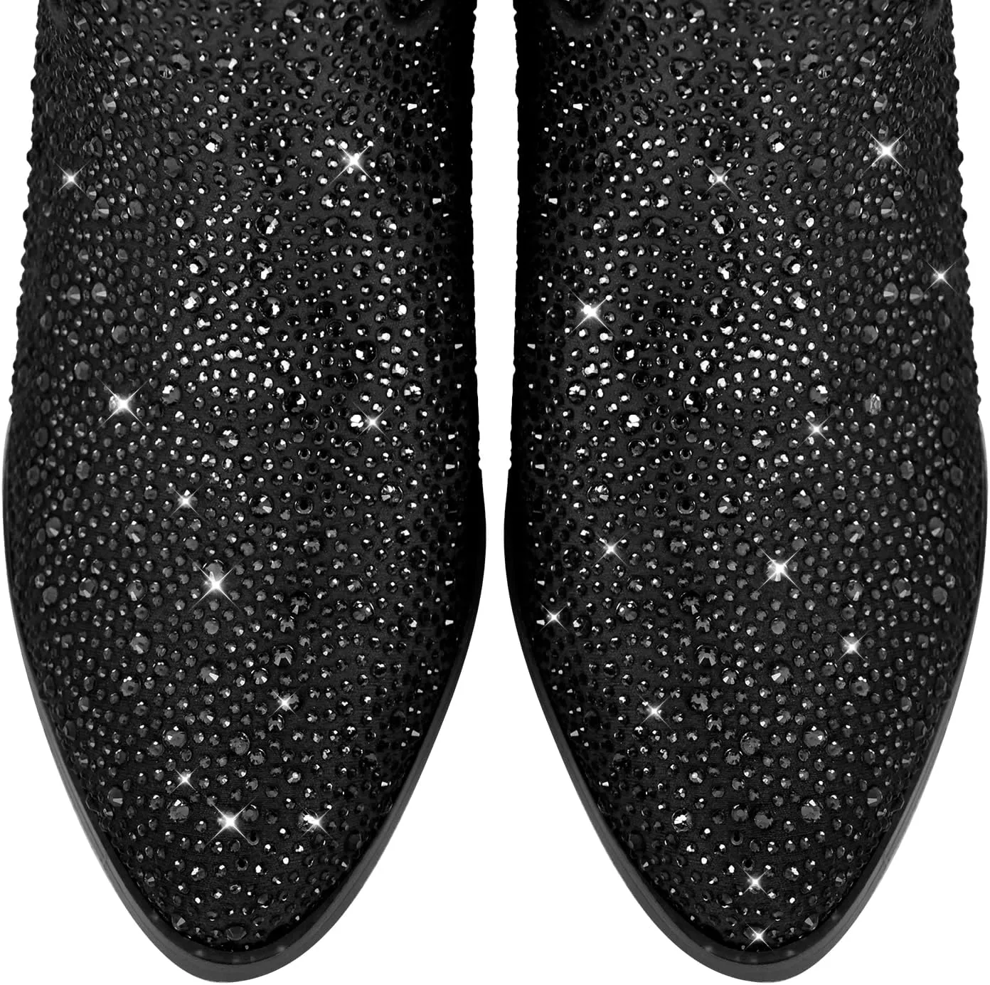 richealnini Cowboy Boots for Women Embroidered Pull-On Mid Calf Booties