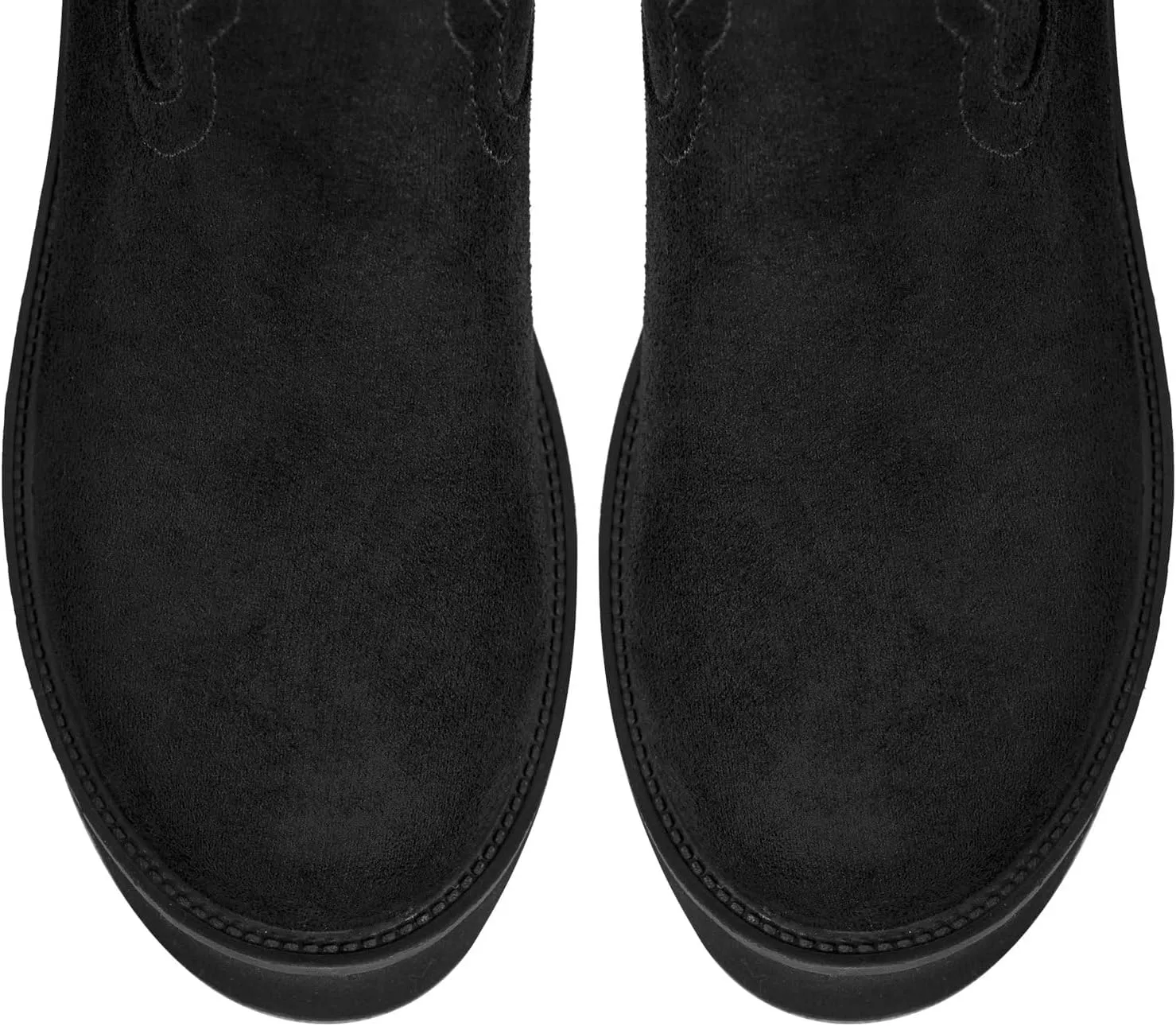 richealnini Mid Calf Boots for Women Embroidered Pull-On Knee High Booties