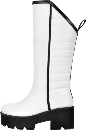 richealnini Mid Calf Boots for Women Embroidered Pull-On Knee High Booties