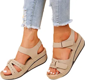 Rvidbe Orthopedic Sandals for Women Comfy Orthotic Sandal Anti-Slip Breathable Arch Support Platform Wedge Sandals Shoes