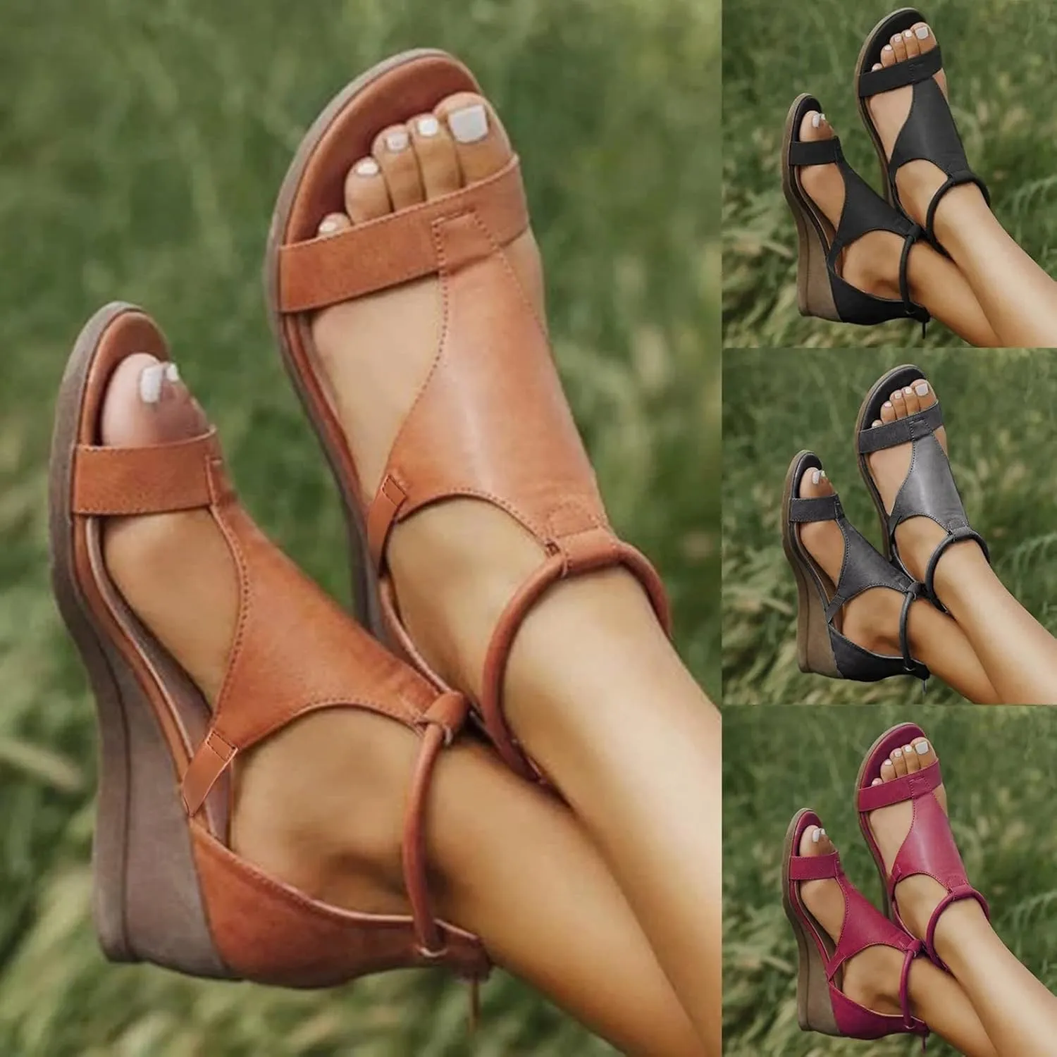 Rvidbe Orthopedic Sandals for Women Comfy Orthotic Sandal Anti-Slip Breathable Arch Support Platform Wedge Sandals Shoes