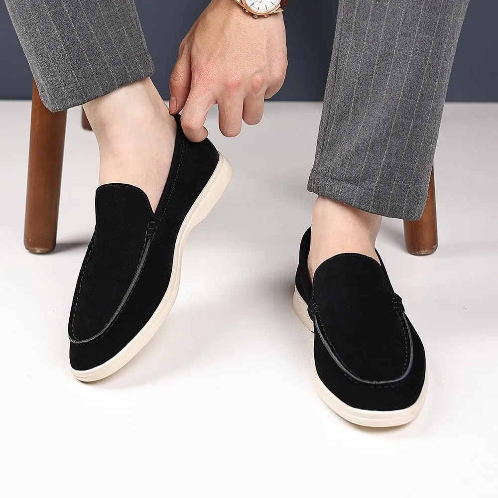 Santimon Men's Suede Loafers Slip-On Casual Dress Shoes Lightweight Walking Moccasins with Comfort Sole for Office Work Daily Travel