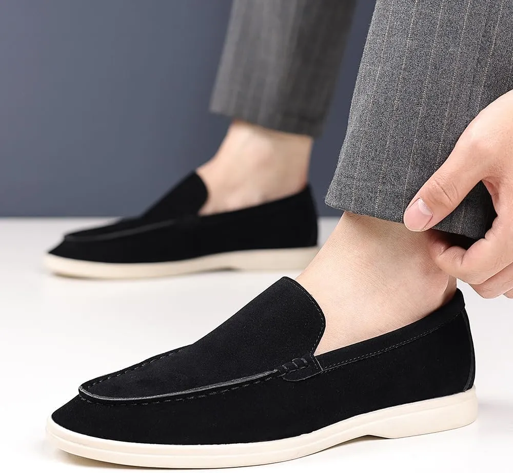Santimon Men's Suede Loafers Slip-On Casual Dress Shoes Lightweight Walking Moccasins with Comfort Sole for Office Work Daily Travel
