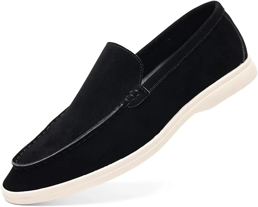 Santimon Men's Suede Loafers Slip-On Casual Dress Shoes Lightweight Walking Moccasins with Comfort Sole for Office Work Daily Travel