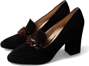 SHODENSE Women Chunky High Heel Chain Loafers Round Toe Suede Slip On Loafer Pumps 3 Inch Block Heel Oxford Loafer Shoes Casual Office Ladies Dress Shoes Comfort Vintage Classic 4-11 M US
