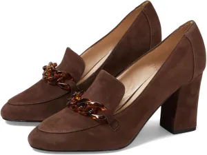 SHODENSE Women Chunky High Heel Chain Loafers Round Toe Suede Slip On Loafer Pumps 3 Inch Block Heel Oxford Loafer Shoes Casual Office Ladies Dress Shoes Comfort Vintage Classic 4-11 M US