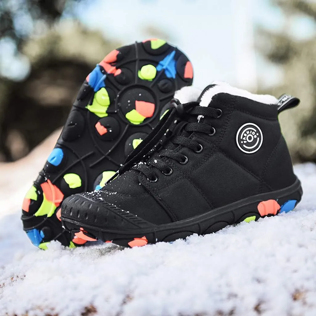 Teens Snow Boots Waterproof Winter Boots Fleece Ankle Shoes Insulated Trekking Snow Boots Work Boots for Men