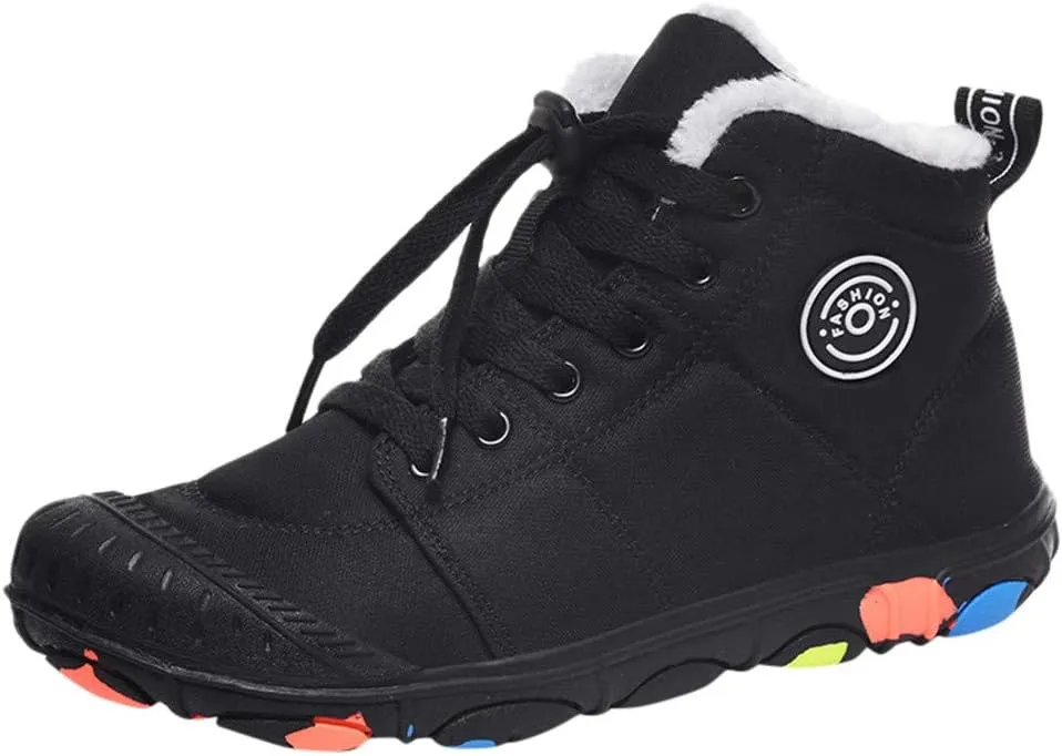 Teens Snow Boots Waterproof Winter Boots Fleece Ankle Shoes Insulated Trekking Snow Boots Work Boots for Men