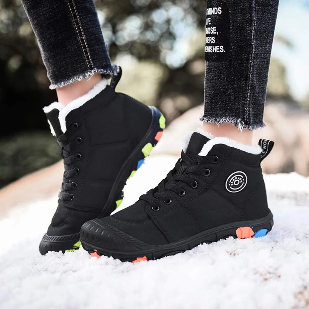 Teens Snow Boots Waterproof Winter Boots Fleece Ankle Shoes Insulated Trekking Snow Boots Work Boots for Men
