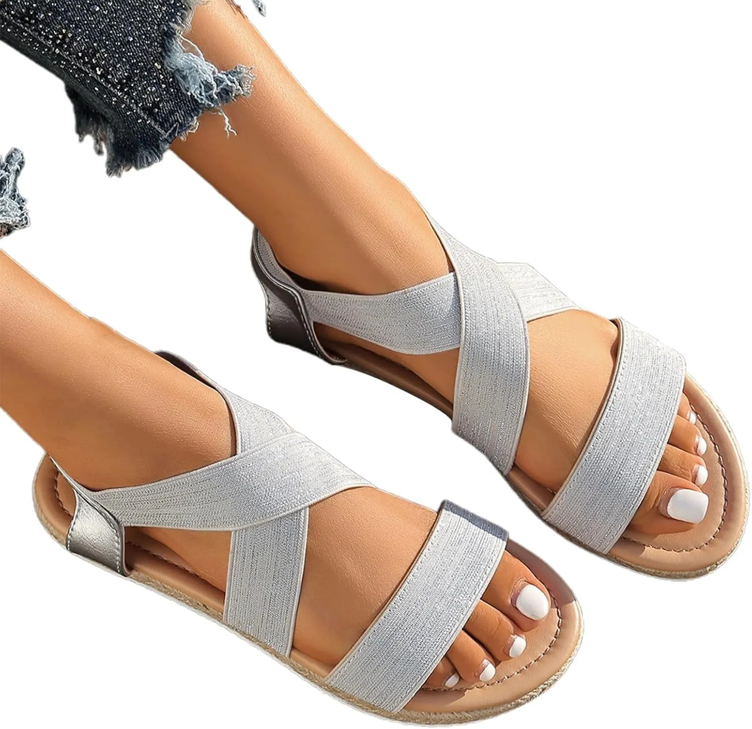 Trendy Women's Sandals Daily Wear Open Toe Strap Design Casual Footwear Summer With Flat Sole Womens Strap Sandals