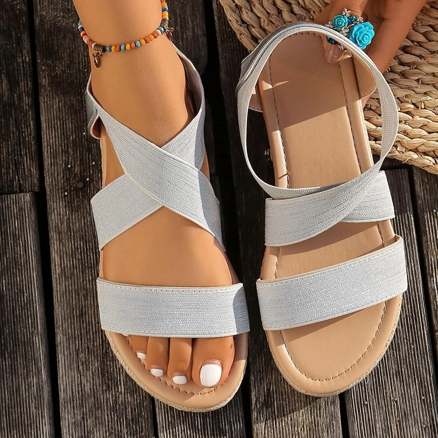 Trendy Women's Sandals Daily Wear Open Toe Strap Design Casual Footwear Summer With Flat Sole Womens Strap Sandals