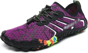 Unisex Barefoot Shoes, Nonslip Breathable Quick Drying, Beach Sandals, Fitness Shoes, Water Sports Shoes, Wading Shoe (Color : Purple, Size : 7)