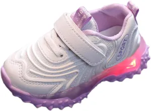 Unisex Kids Boys Girls LED Light Up Shoes Outdoor Sports Trainers Fitness Shoes Breathable Flashing Luminous Sneaker (Purple, 2-2.5 Years)