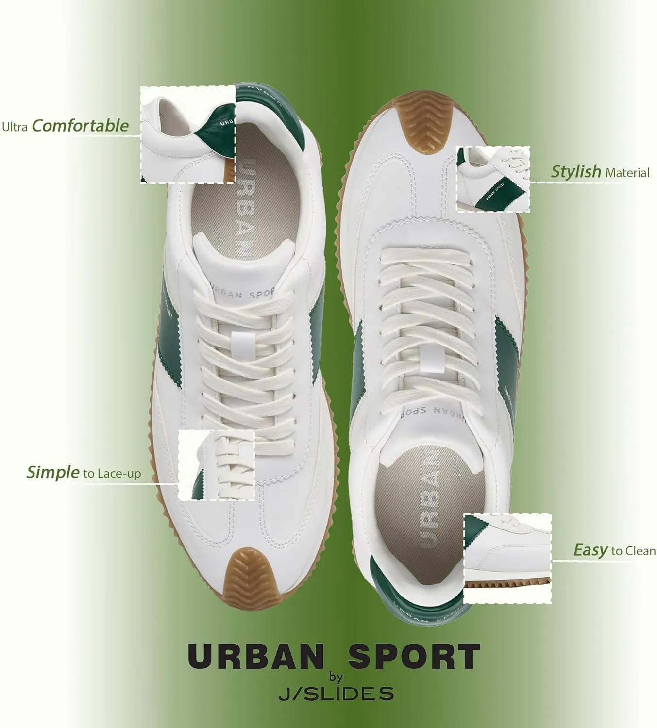 Urban Sport by J/Slides Leona Casual Sneakers for Women | Comfortable Fashion Sneakers | Womens Walking and Running Shoes
