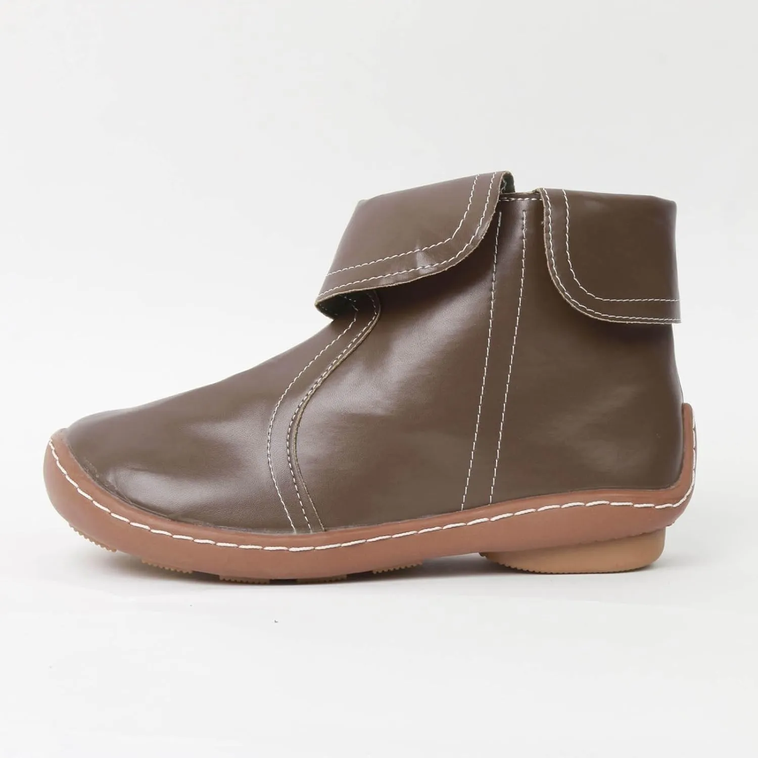 Vintage Women Ankle Boots Leather Platform Boots for Women Wide Calf Casual Fashion Round Toe Side Zipper Booties