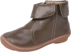 Vintage Women Ankle Boots Leather Platform Boots for Women Wide Calf Casual Fashion Round Toe Side Zipper Booties