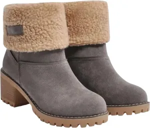 Winter Boots for Women Faux Fur Lined Snow Fuzzy Ankle Booties Womens Snow Boots Waterproof Insulated High Heel Boot Fashion Slip On Warm Shoes
