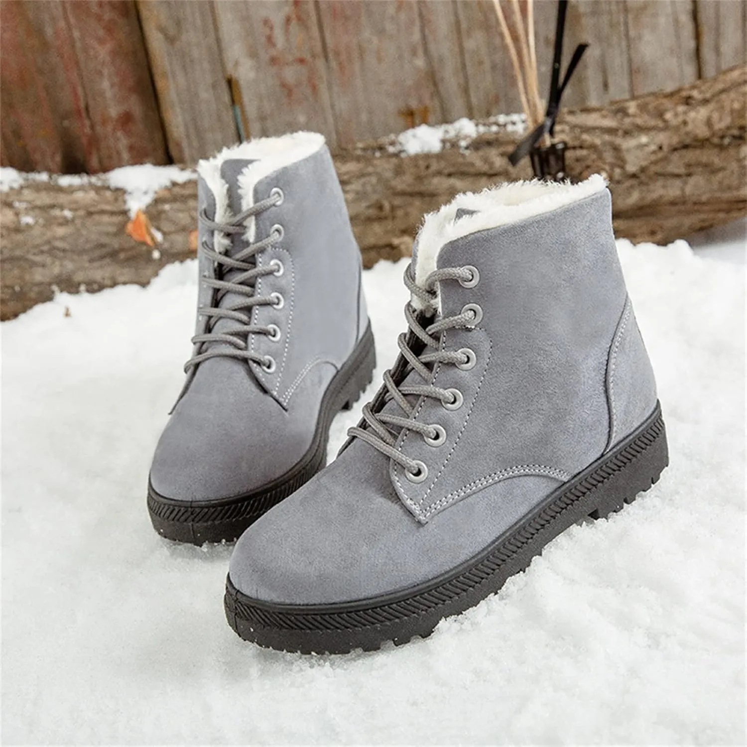 Winter Boots for Women Fleece Snow Warm Ankle Platform Boots Non-slip Boots Cold Resistant Outdoor Shoes
