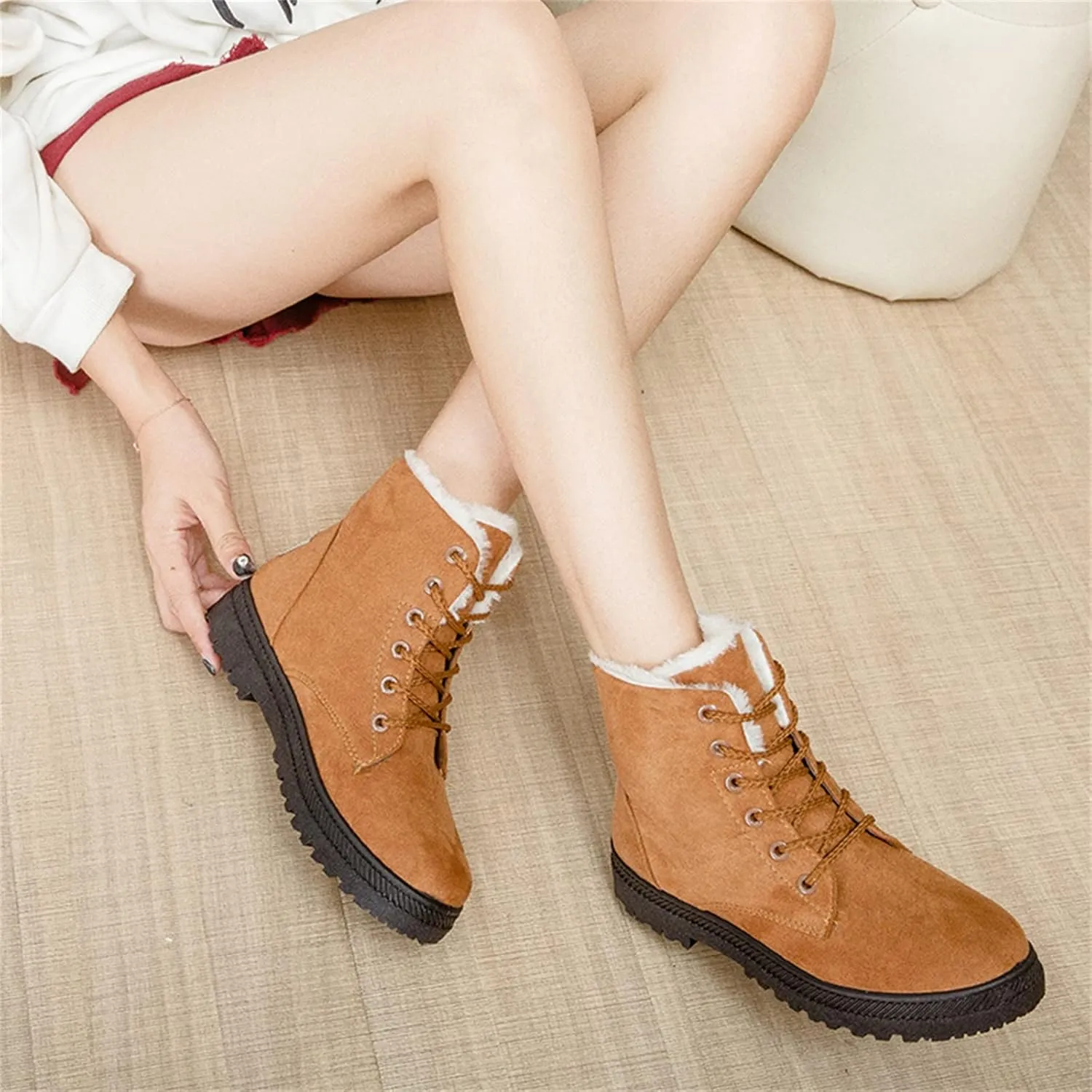 Winter Boots for Women Fleece Snow Warm Ankle Platform Boots Non-slip Boots Cold Resistant Outdoor Shoes